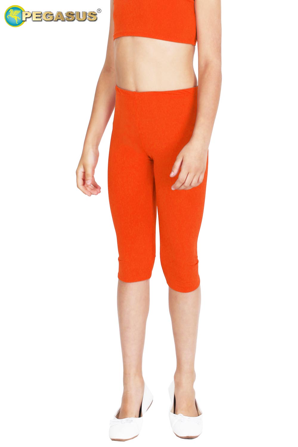 LEGGINS DANZA LYCRA TRE QUARTI ARANCIONE BAMBINA